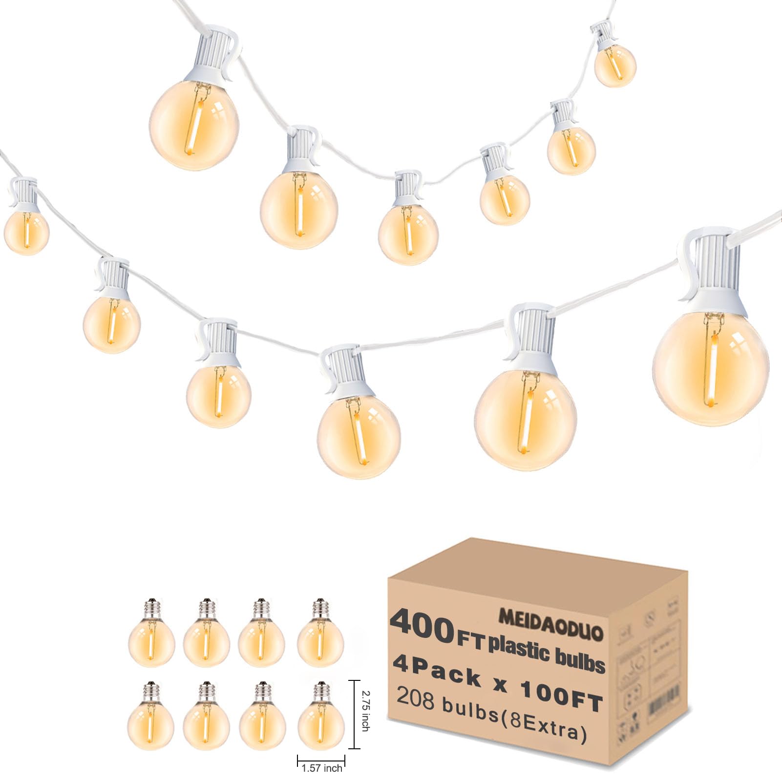 「Light Mellow Summer」 Meidaoduo 400FT White String Lights for Outside with 200+8